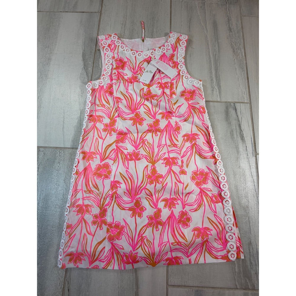 Lilly Pulitzer Sadie Shift Romper Resort White Lovely Long Stems Floral Size 6